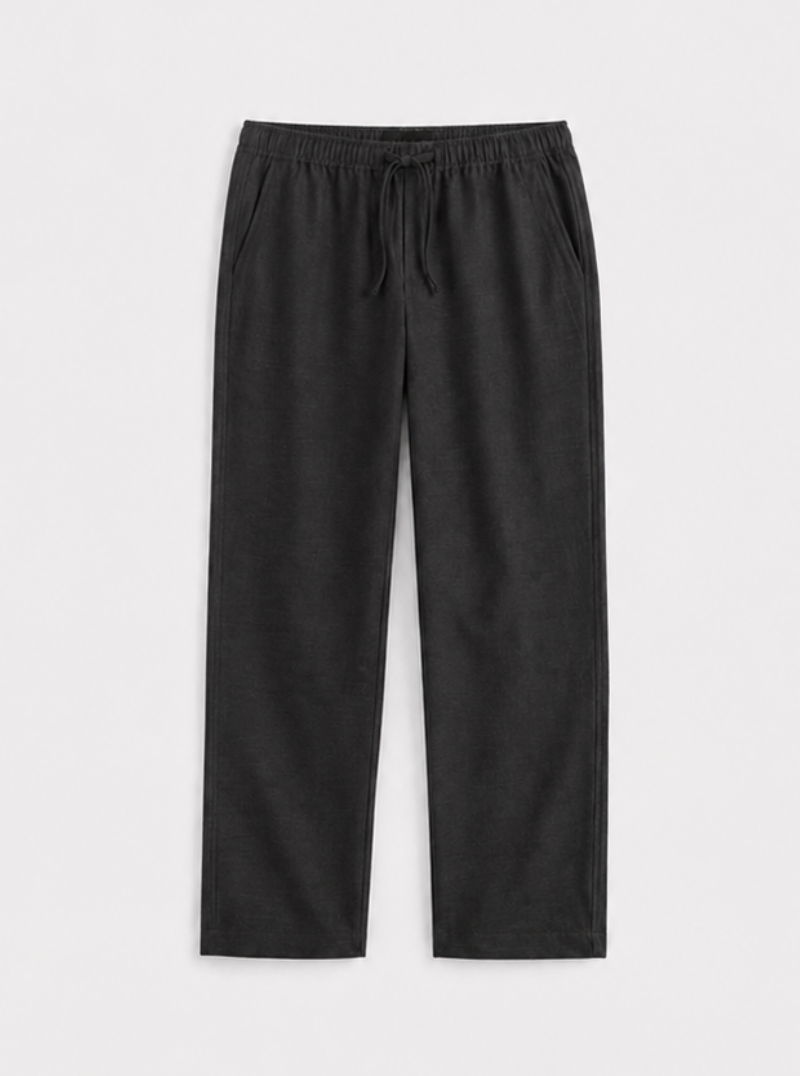 Tall Black Relaxed Straight Linen-Blend Pants