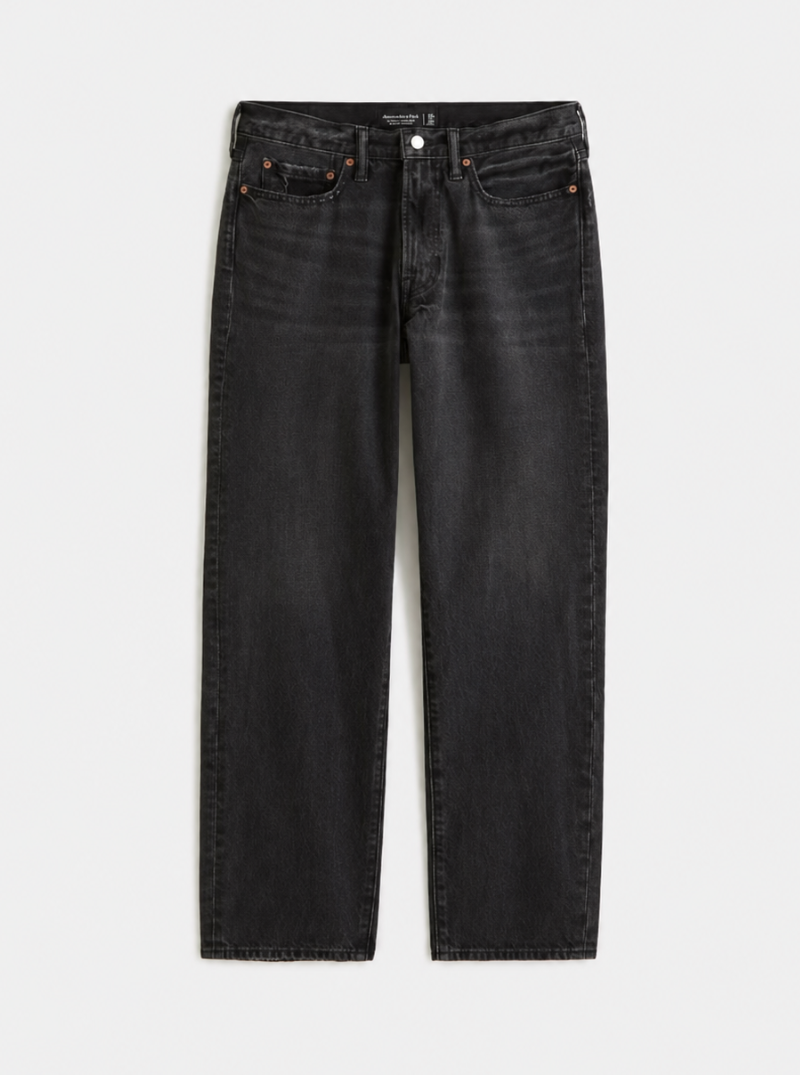 Tall Black Relaxed Straight Jeans