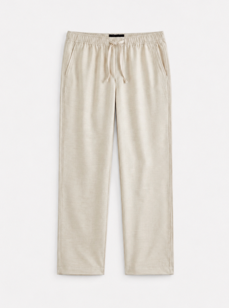 Tall Cream Relaxed Straight Linen-Blend Pants