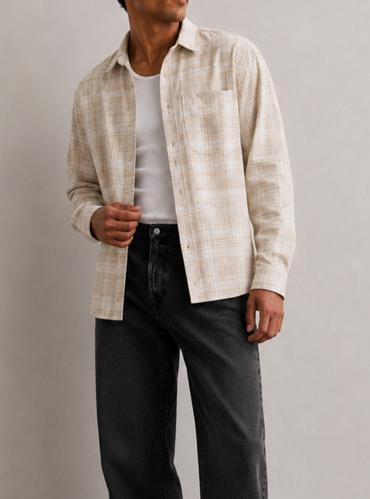 Tall Cream Brushed Flannel