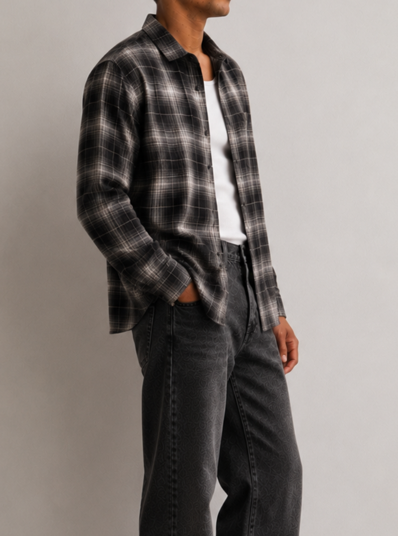 Tall Black Brushed Flannel