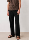 Tall Black Relaxed Straight Linen-Blend Pants