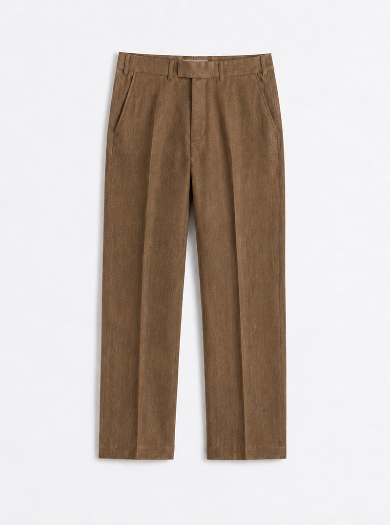 Tall Brown Baggy Linen-Blend Trousers