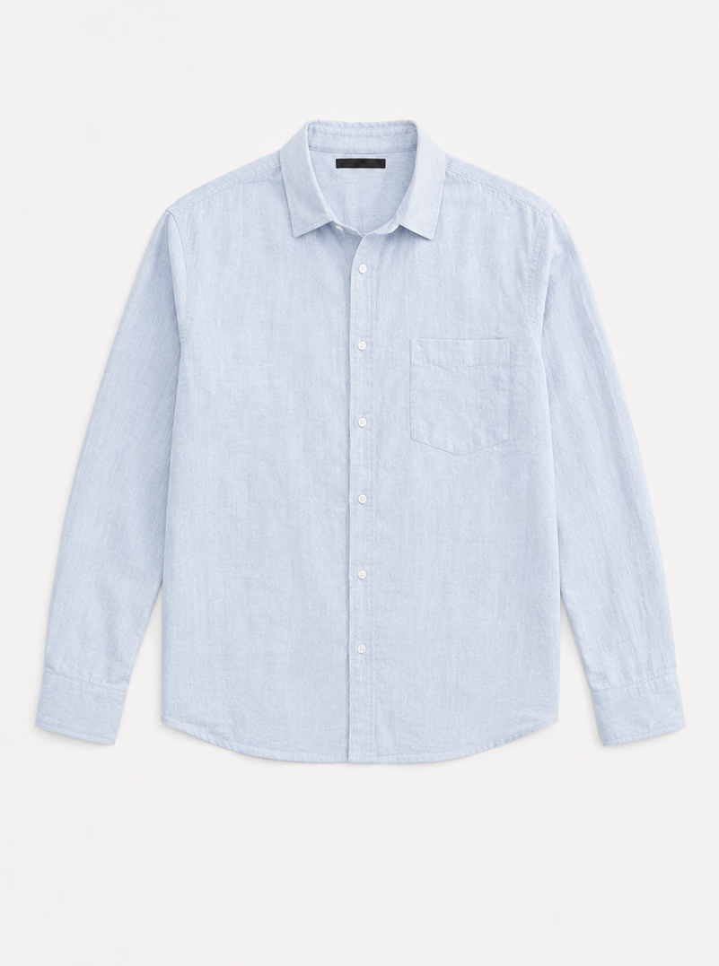 Tall Cloud Blue Relaxed Linen-Blend Long Sleeve