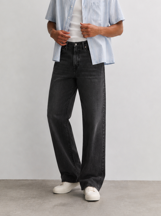 Tall Black Relaxed Straight Jeans