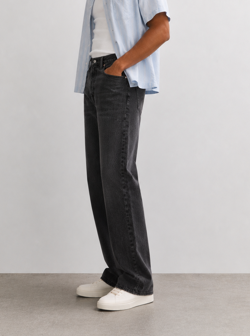 Tall Black Relaxed Straight Jeans