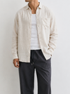 Tall Oatmeal Relaxed Linen-Blend Long Sleeve