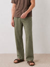 Tall Olive Relaxed Straight Linen-Blend Pants