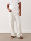 Tall White Baggy Linen-Blend Trousers
