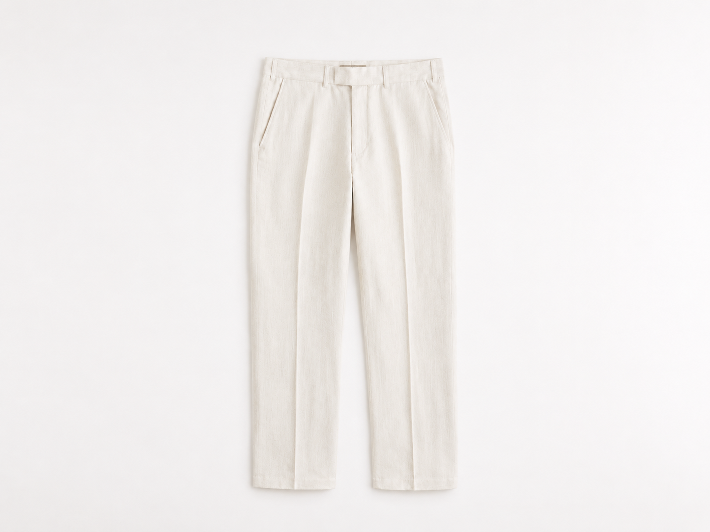 Tall White Baggy Linen-Blend Trousers